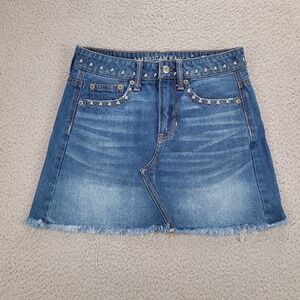 AMERICAN EAGLE Skirt Size‎ 00 SHORT Hi-Rise Festival Mini Studded Raw Hem